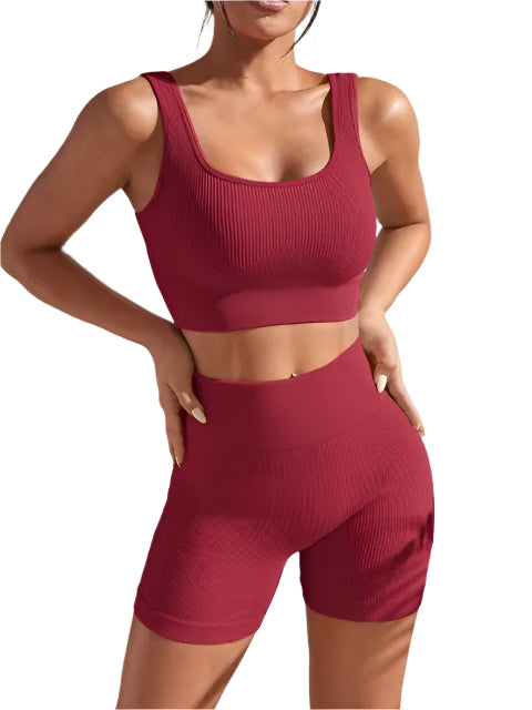 Ribbed Crop Tank & Shorts Workout Set