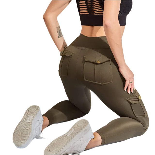 High Waisted Cargo Fitness Pants