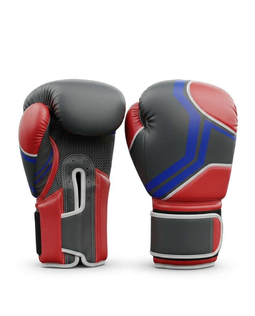 Röda och svarta 12oz boxningshandskar, Basefight
