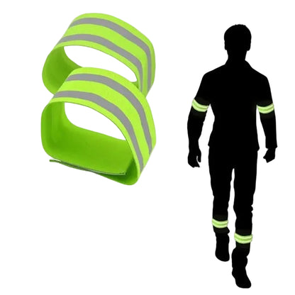 Neongröna reflexband buren av löpare