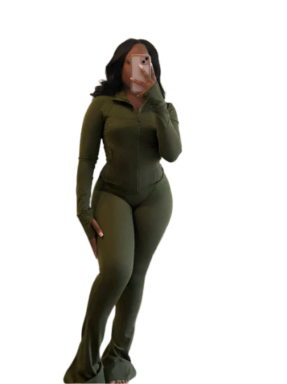 Långärmad Träningsoverall med Dragkedja