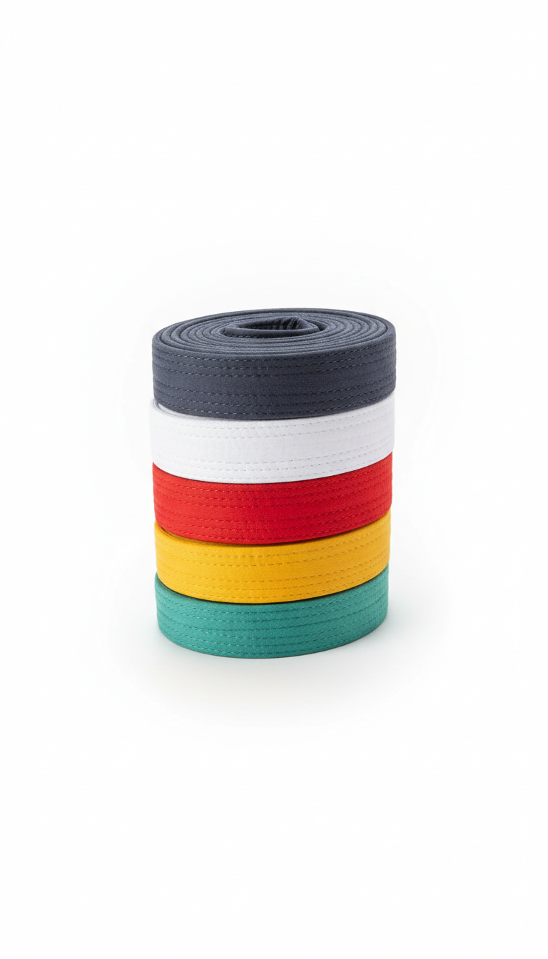 Karate colored belt set for progression milestones